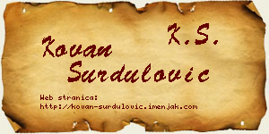 Kovan Surdulović vizit kartica